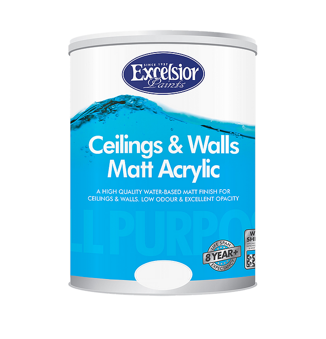 Excelsior Acrylic Matt Water-Based Paint All-Purpose Elusive White 5l